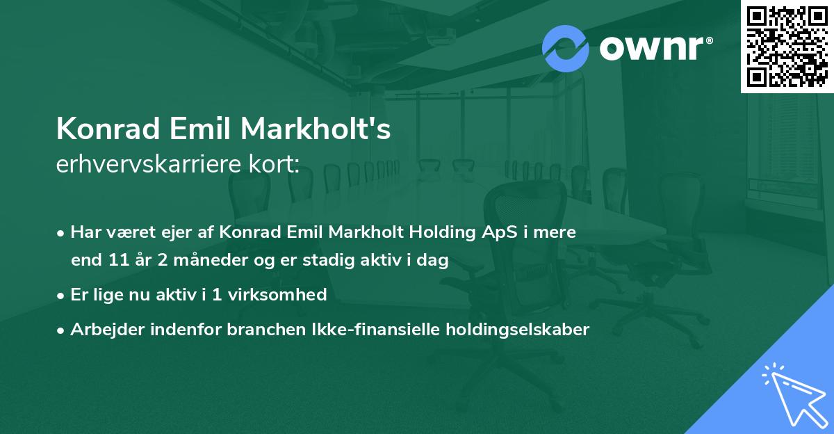 Konrad Emil Markholt's erhvervskarriere kort