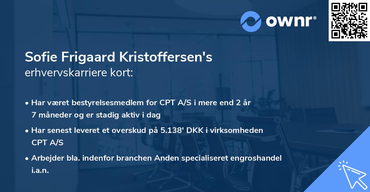 Sofie Frigaard Kristoffersen's erhvervskarriere kort