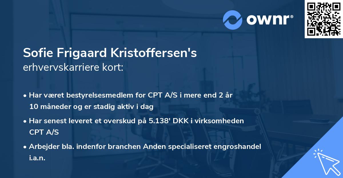Sofie Frigaard Kristoffersen's erhvervskarriere kort
