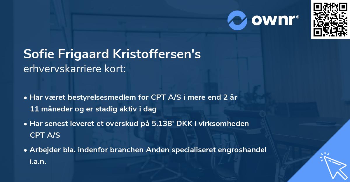 Sofie Frigaard Kristoffersen's erhvervskarriere kort