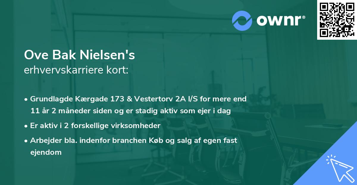 Ove Bak Nielsen's erhvervskarriere kort