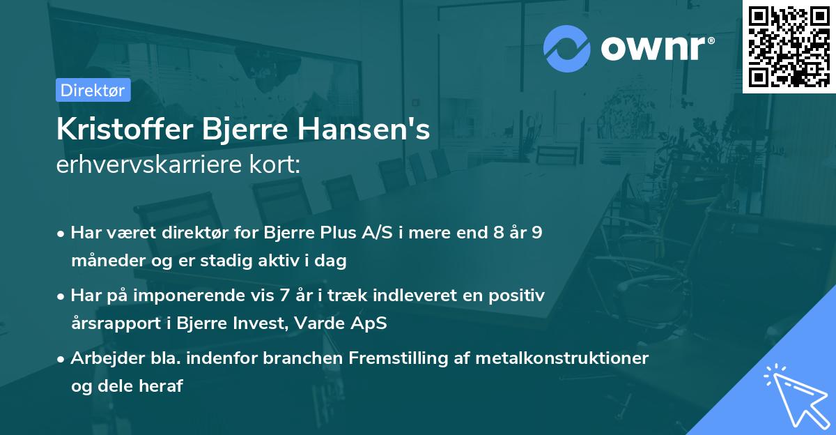 Kristoffer Bjerre Hansen's erhvervskarriere kort