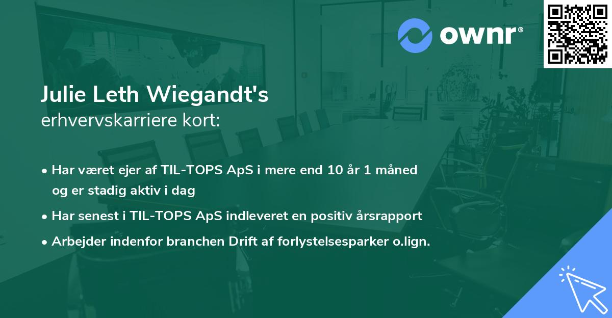 Julie Leth Wiegandt's erhvervskarriere kort