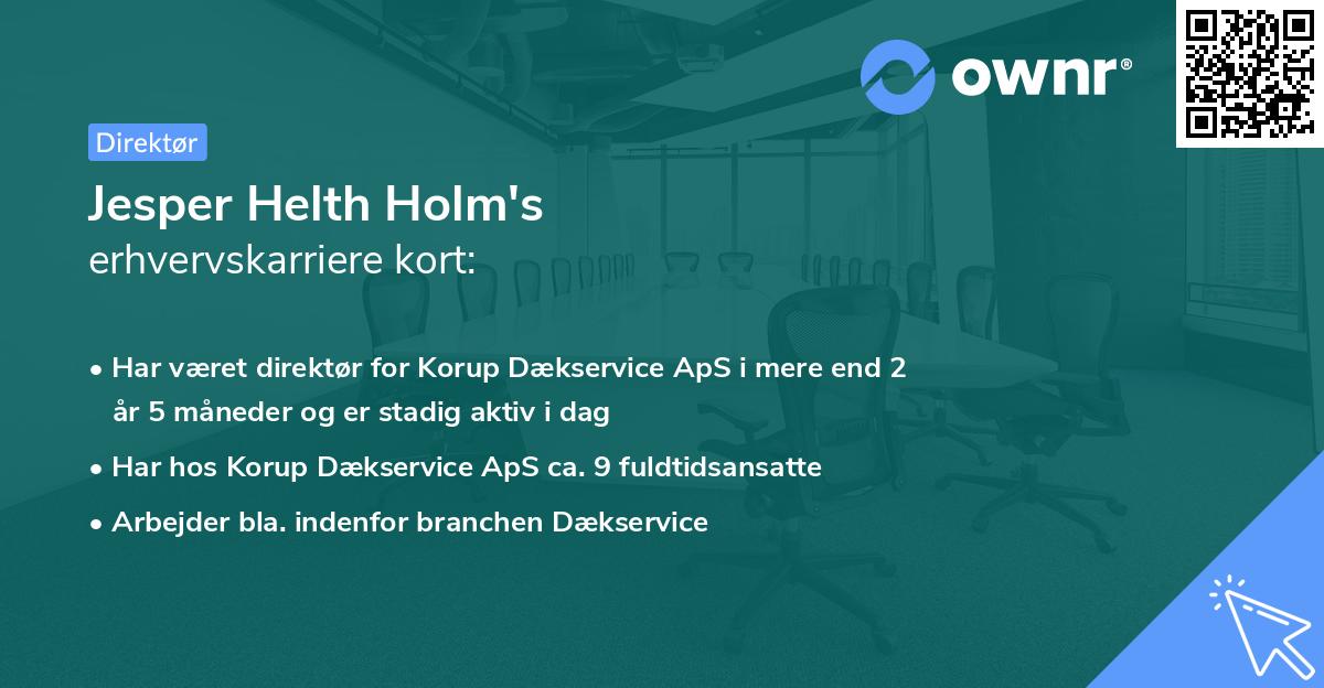 Jesper Helth Holm's erhvervskarriere kort