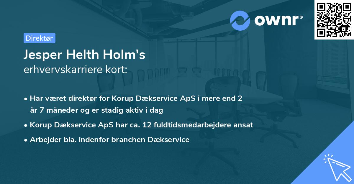 Jesper Helth Holm's erhvervskarriere kort