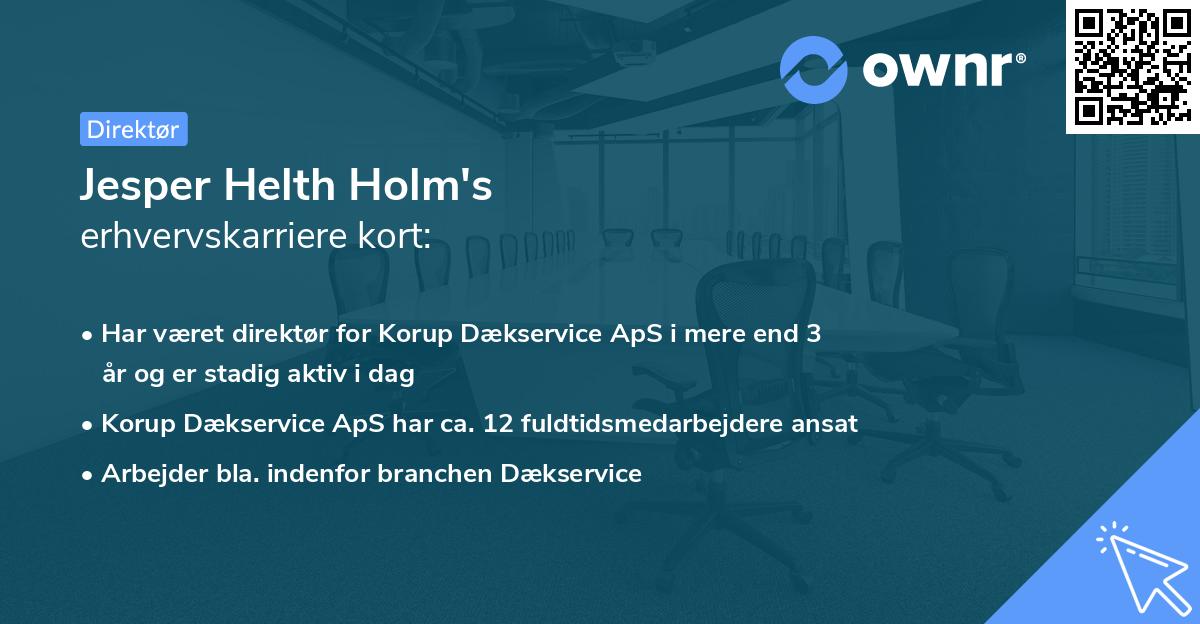 Jesper Helth Holm's erhvervskarriere kort