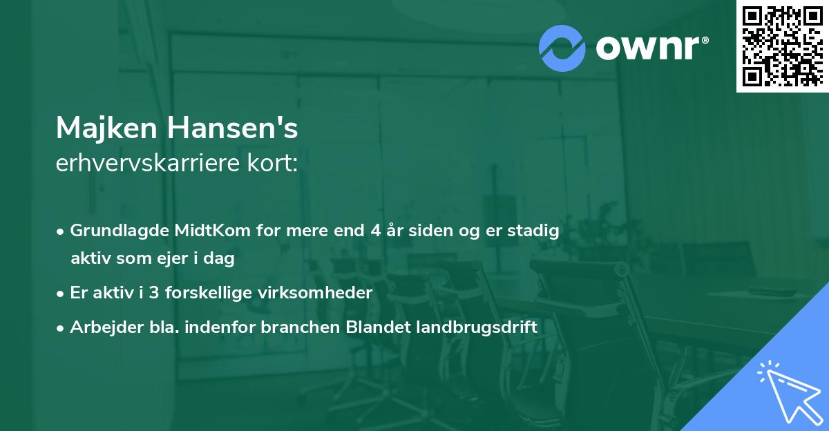 Majken Hansen's erhvervskarriere kort
