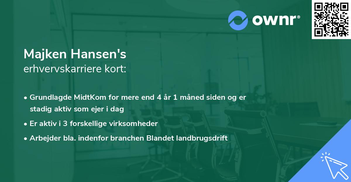 Majken Hansen's erhvervskarriere kort
