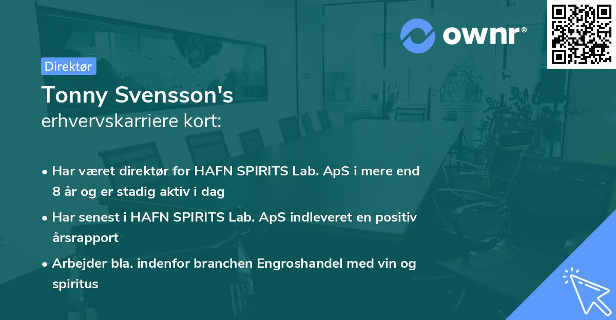 Tonny Svensson's erhvervskarriere kort