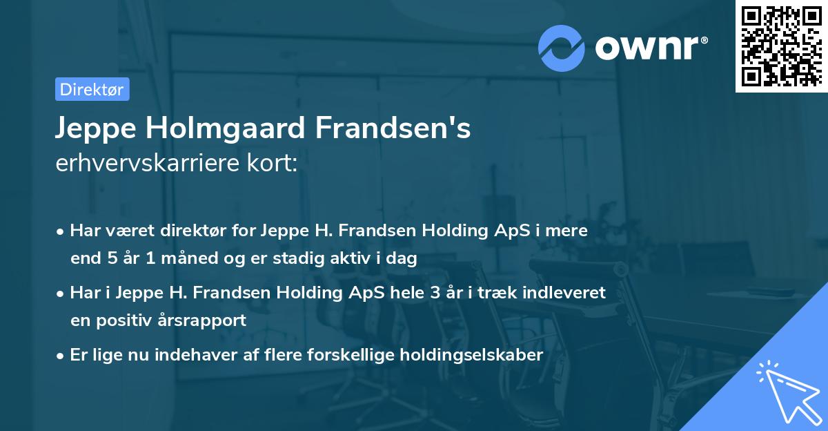 Jeppe Holmgaard Frandsen's erhvervskarriere kort