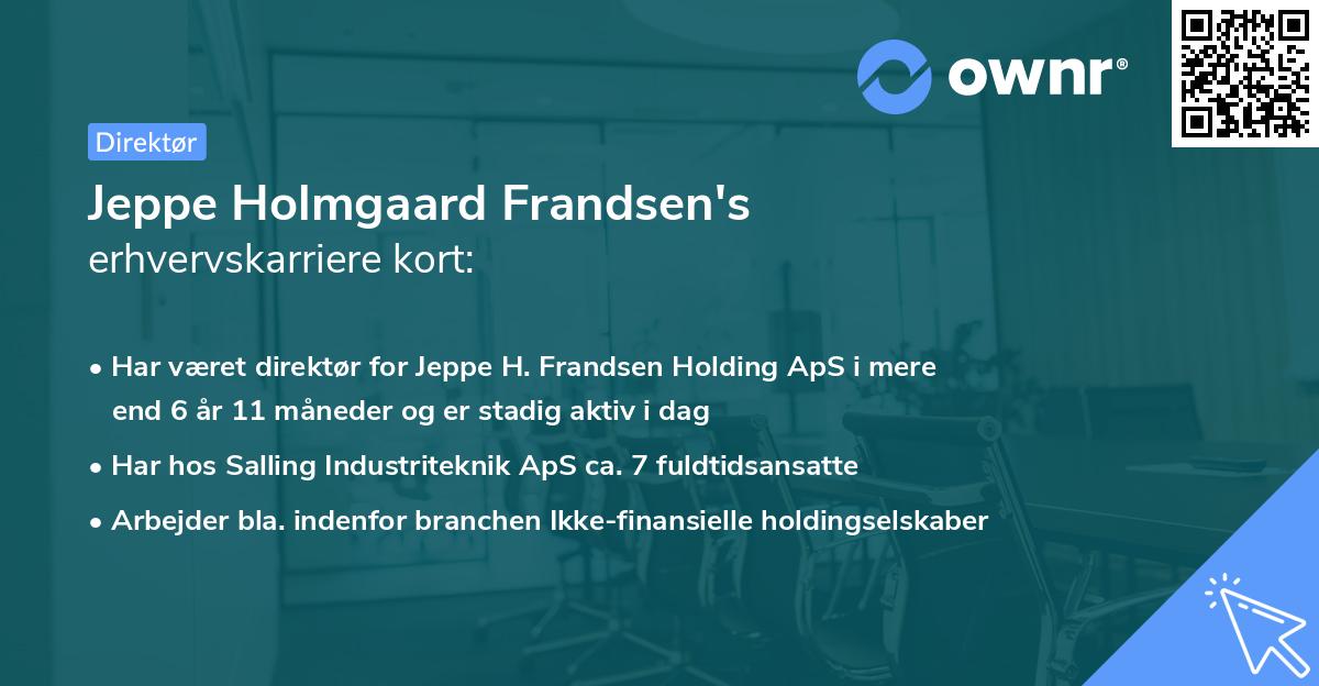 Jeppe Holmgaard Frandsen's erhvervskarriere kort