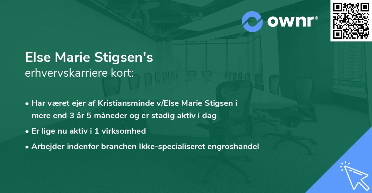 Else Marie Stigsen's erhvervskarriere kort