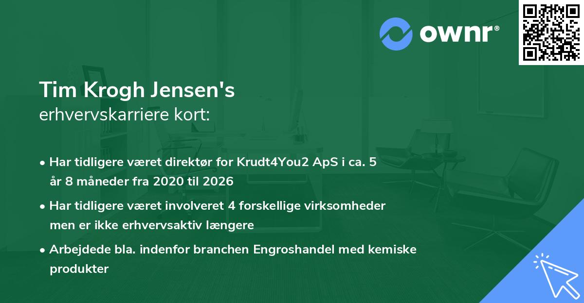 Tim Krogh Jensen's erhvervskarriere kort