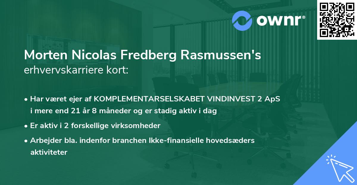 Morten Nicolas Fredberg Rasmussen's erhvervskarriere kort
