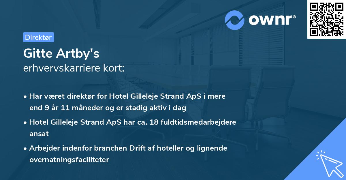 Gitte Artby's erhvervskarriere kort