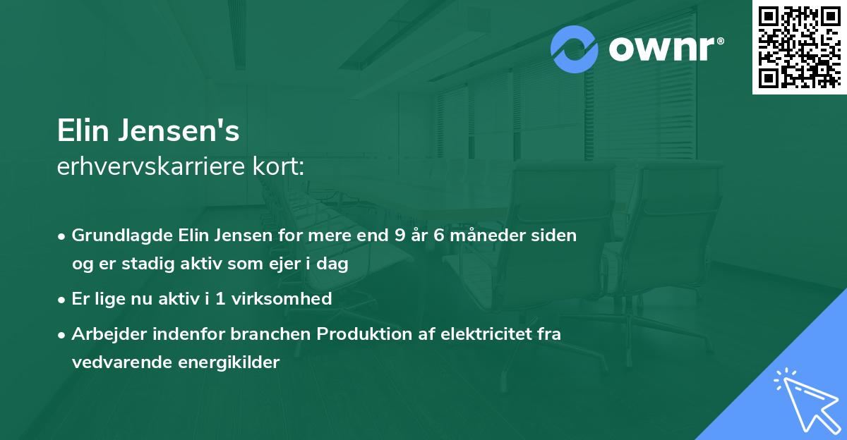 Elin Jensen's erhvervskarriere kort