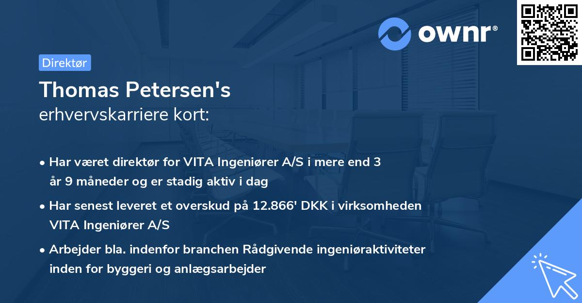 Thomas Petersen's erhvervskarriere kort