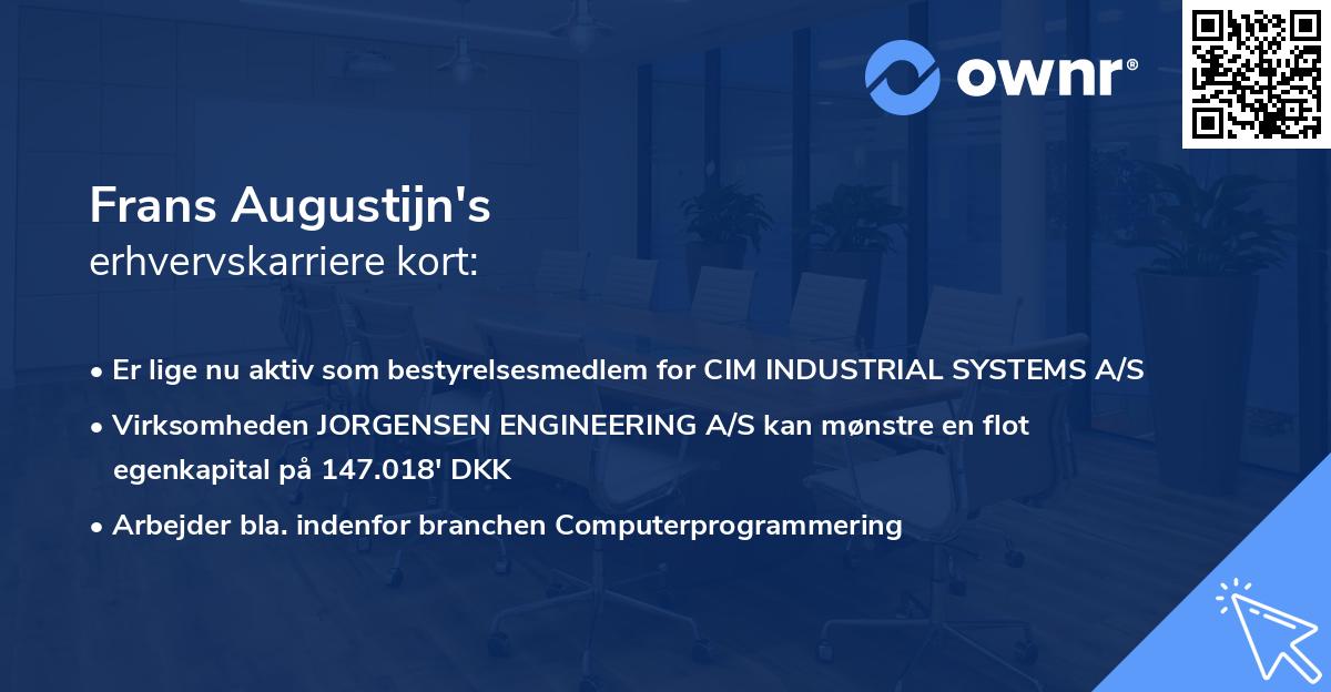 Frans Augustijn's erhvervskarriere kort