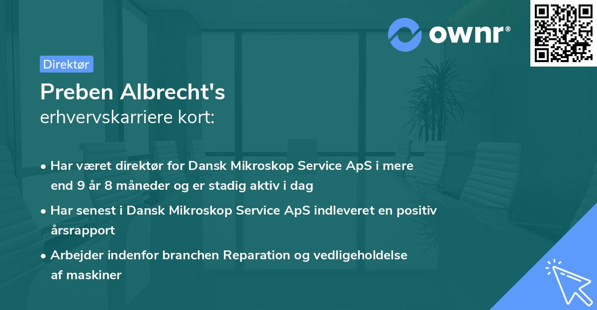 Preben Albrecht's erhvervskarriere kort