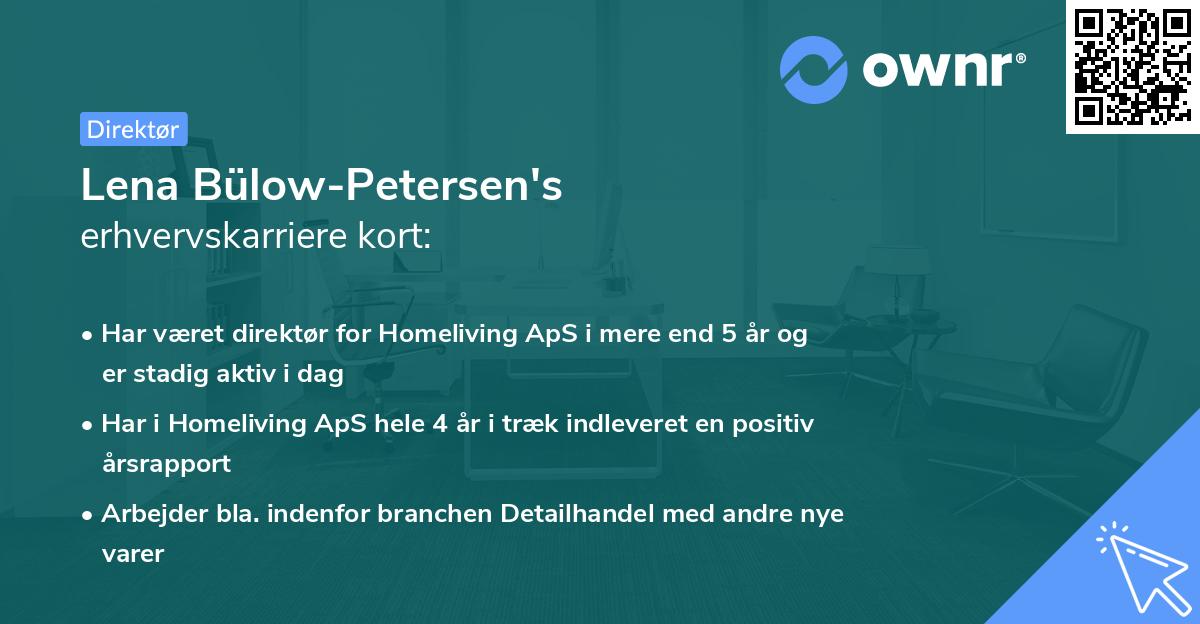 Lena Bülow-Petersen's erhvervskarriere kort