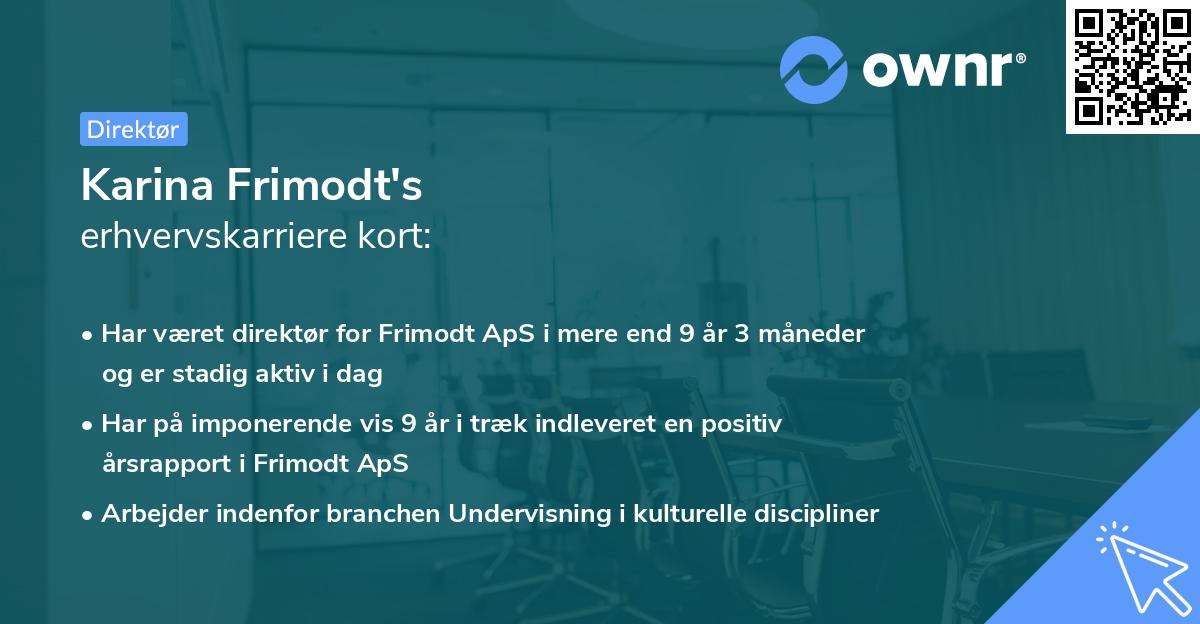 Karina Frimodt's erhvervskarriere kort
