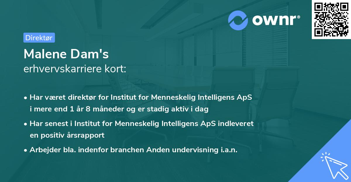 Malene Dam's erhvervskarriere kort