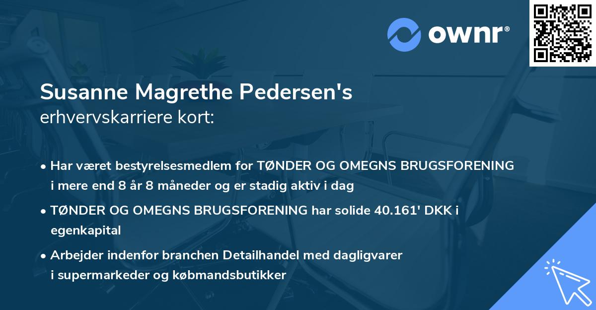 Susanne Magrethe Pedersen's erhvervskarriere kort
