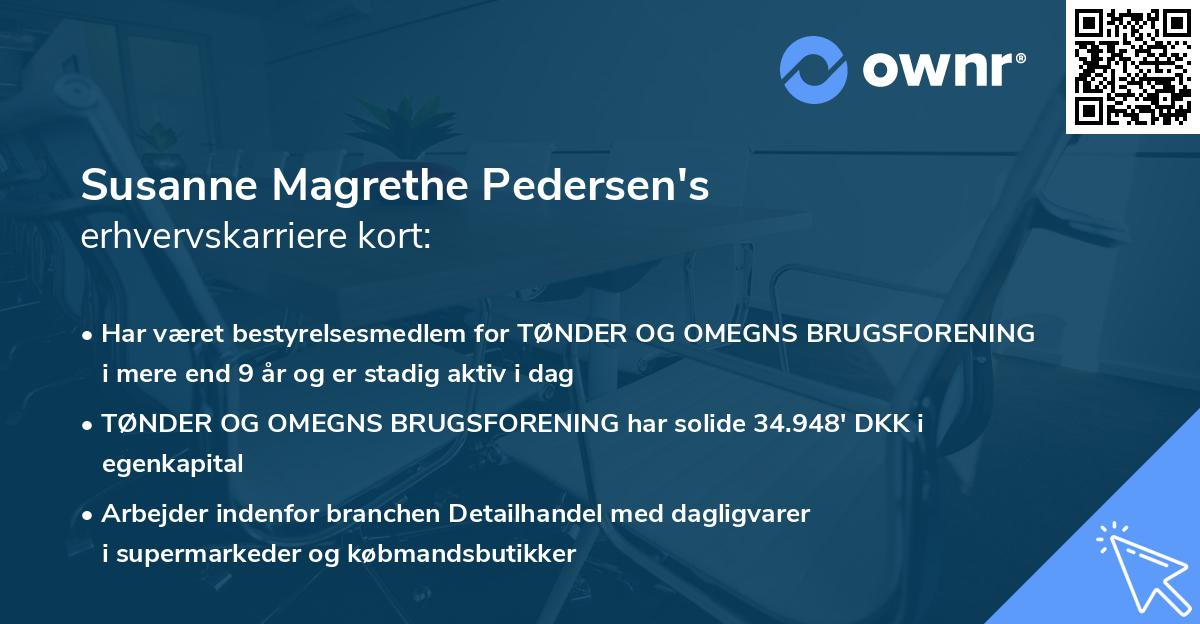 Susanne Magrethe Pedersen's erhvervskarriere kort