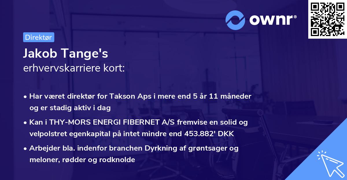 Jakob Tange's erhvervskarriere kort