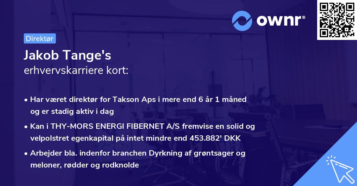 Jakob Tange's erhvervskarriere kort