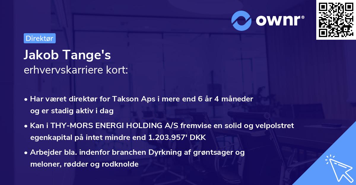 Jakob Tange's erhvervskarriere kort