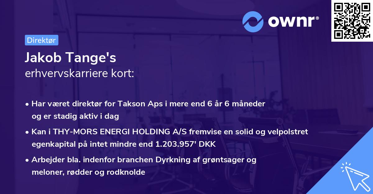 Jakob Tange's erhvervskarriere kort
