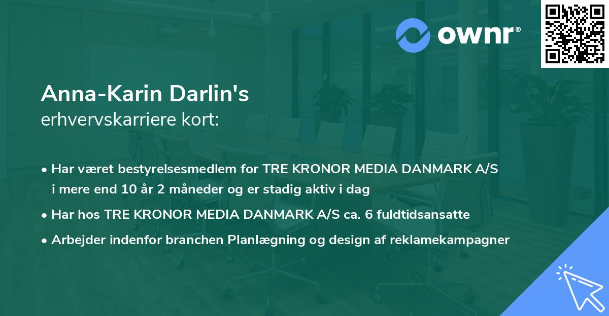Anna-Karin Darlin's erhvervskarriere kort