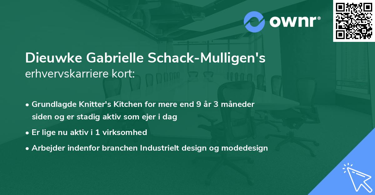 Dieuwke Gabrielle Schack-Mulligen's erhvervskarriere kort