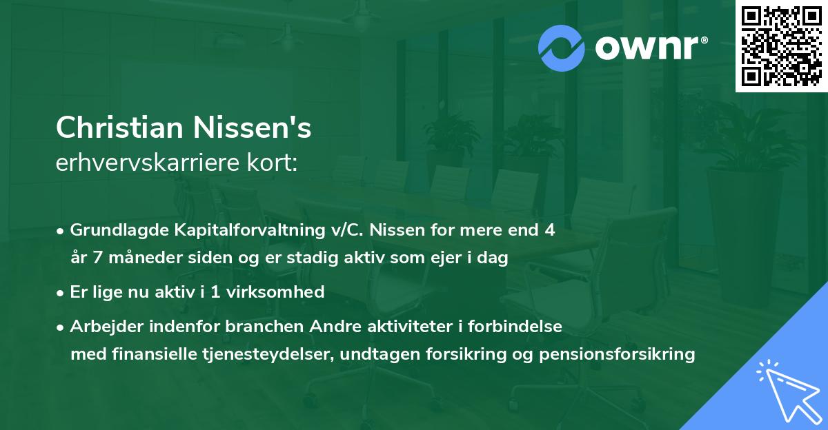 Christian Nissen's erhvervskarriere kort