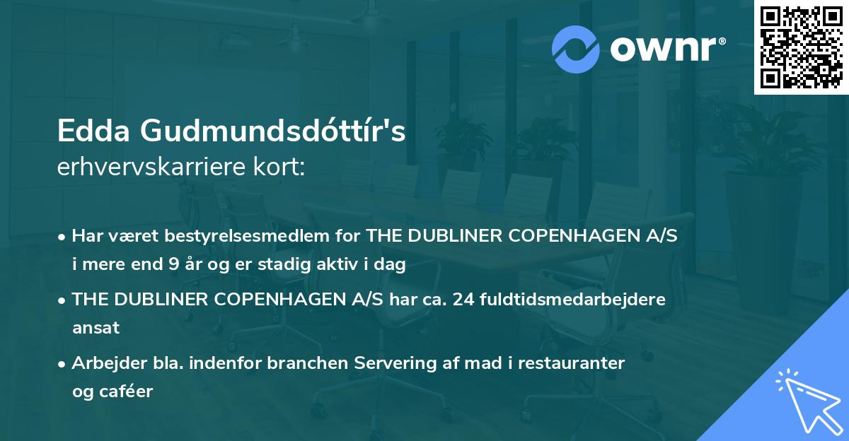 Edda Gudmundsdóttír's erhvervskarriere kort