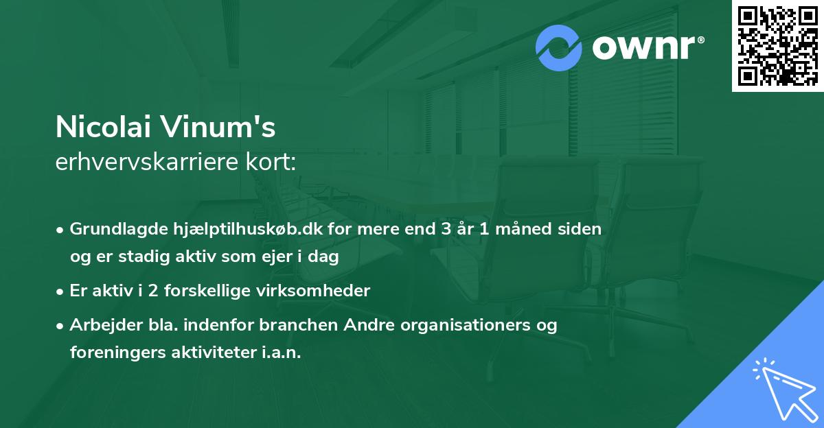 Nicolai Vinum's erhvervskarriere kort