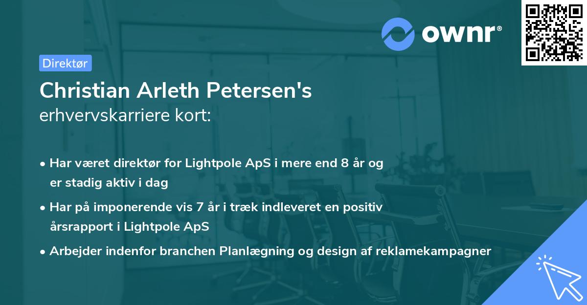 Christian Arleth Petersen's erhvervskarriere kort