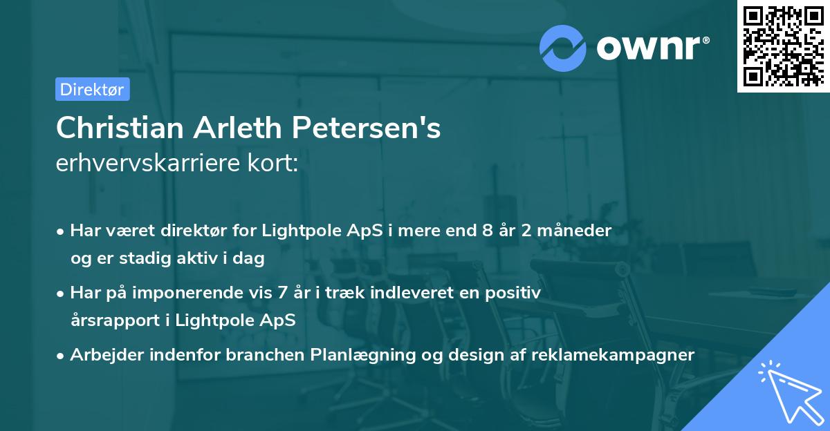 Christian Arleth Petersen's erhvervskarriere kort