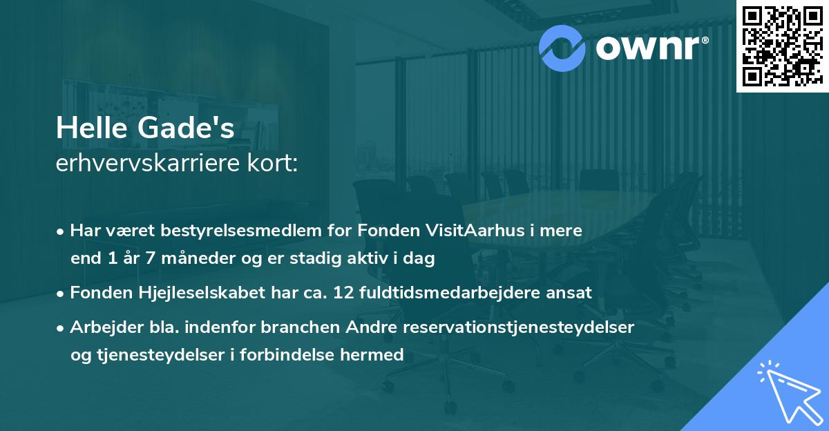 Helle Gade's erhvervskarriere kort