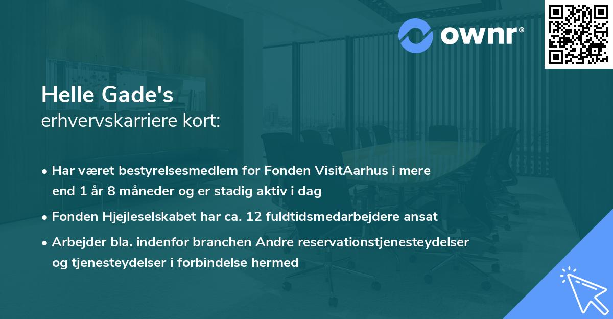 Helle Gade's erhvervskarriere kort