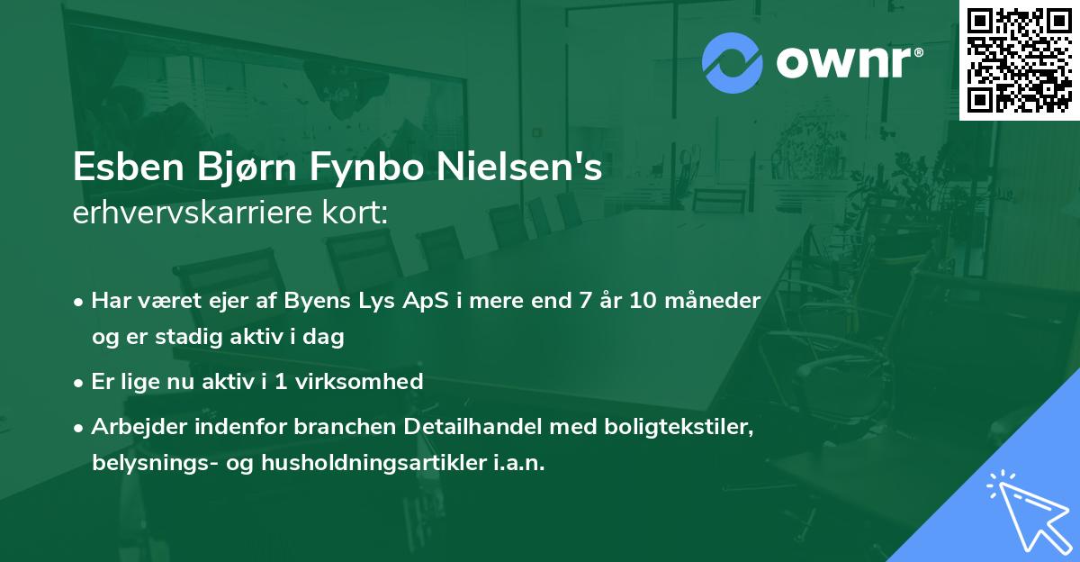 Esben Bjørn Fynbo Nielsen's erhvervskarriere kort