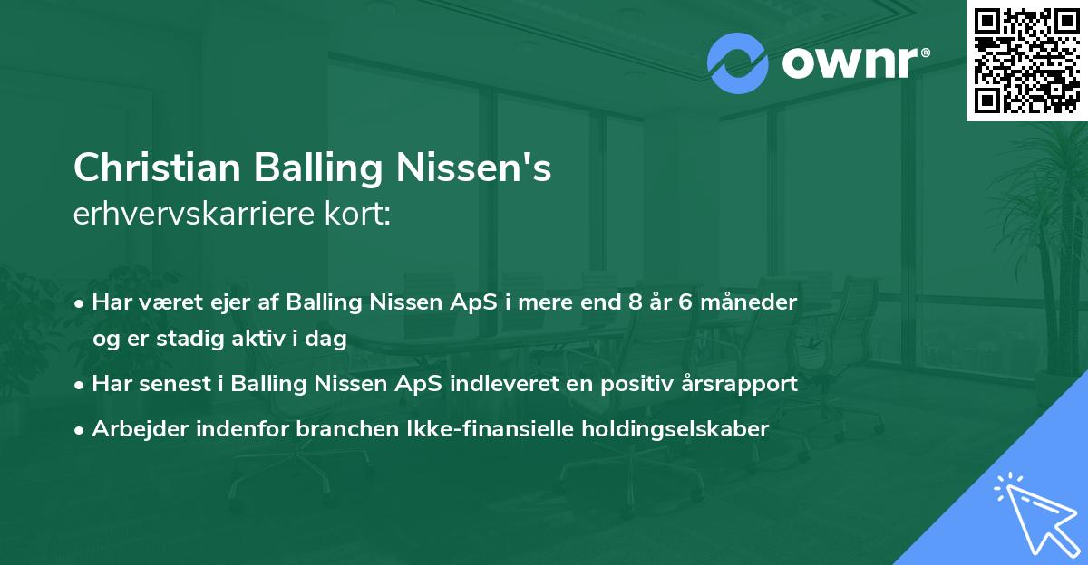Christian Balling Nissen's erhvervskarriere kort