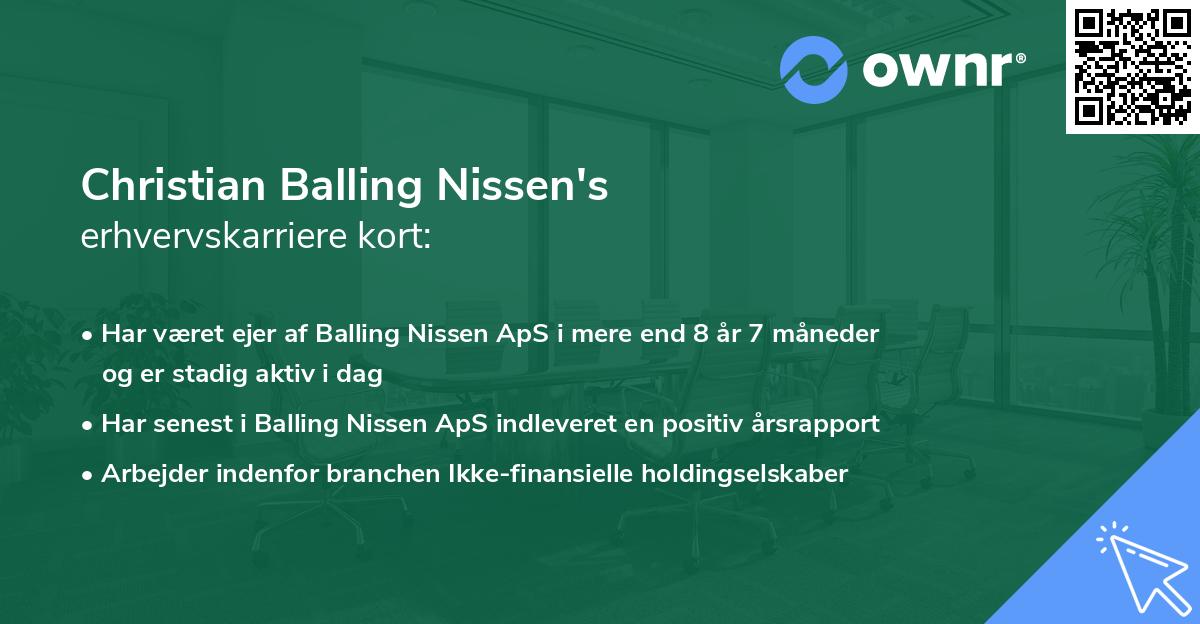 Christian Balling Nissen's erhvervskarriere kort