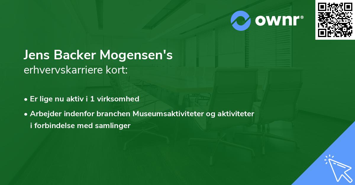 Jens Backer Mogensen's erhvervskarriere kort