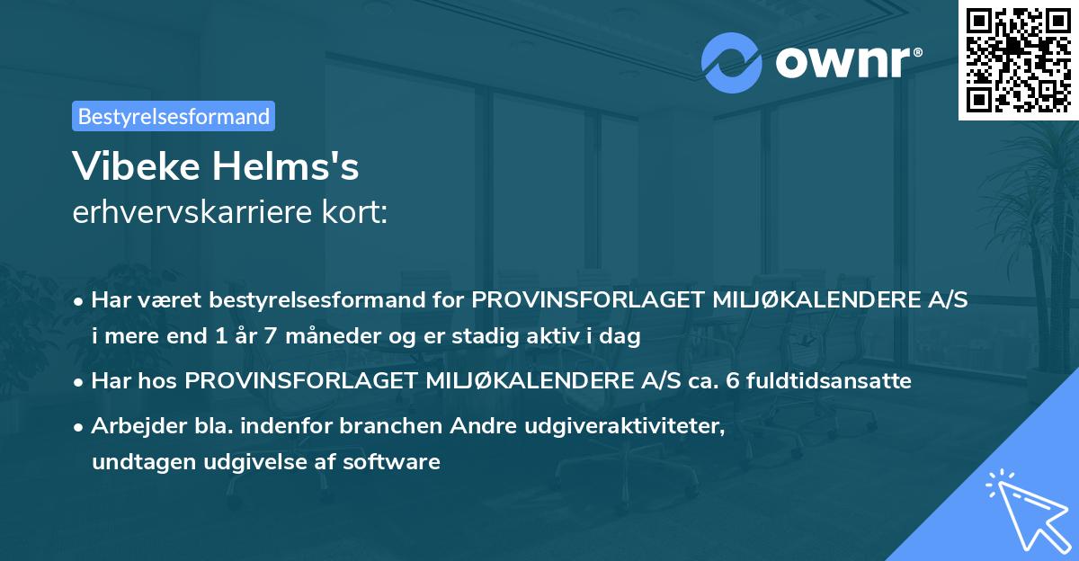 Vibeke Helms's erhvervskarriere kort