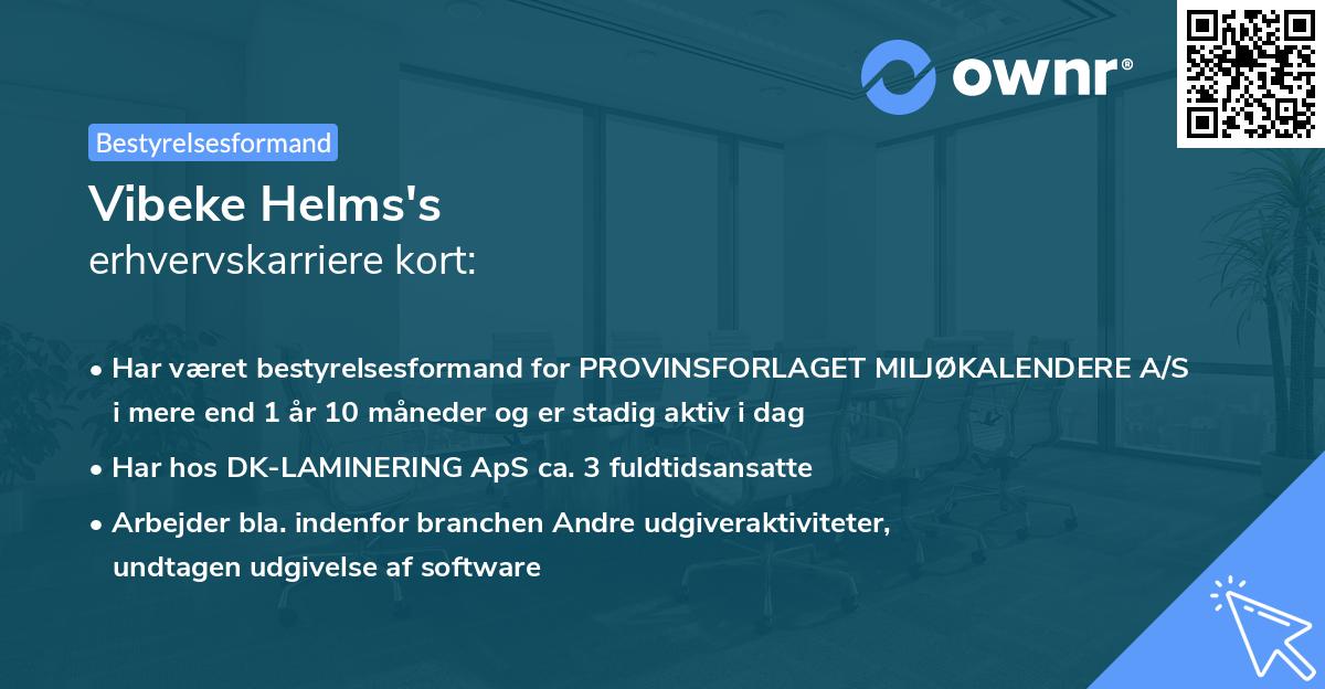 Vibeke Helms's erhvervskarriere kort