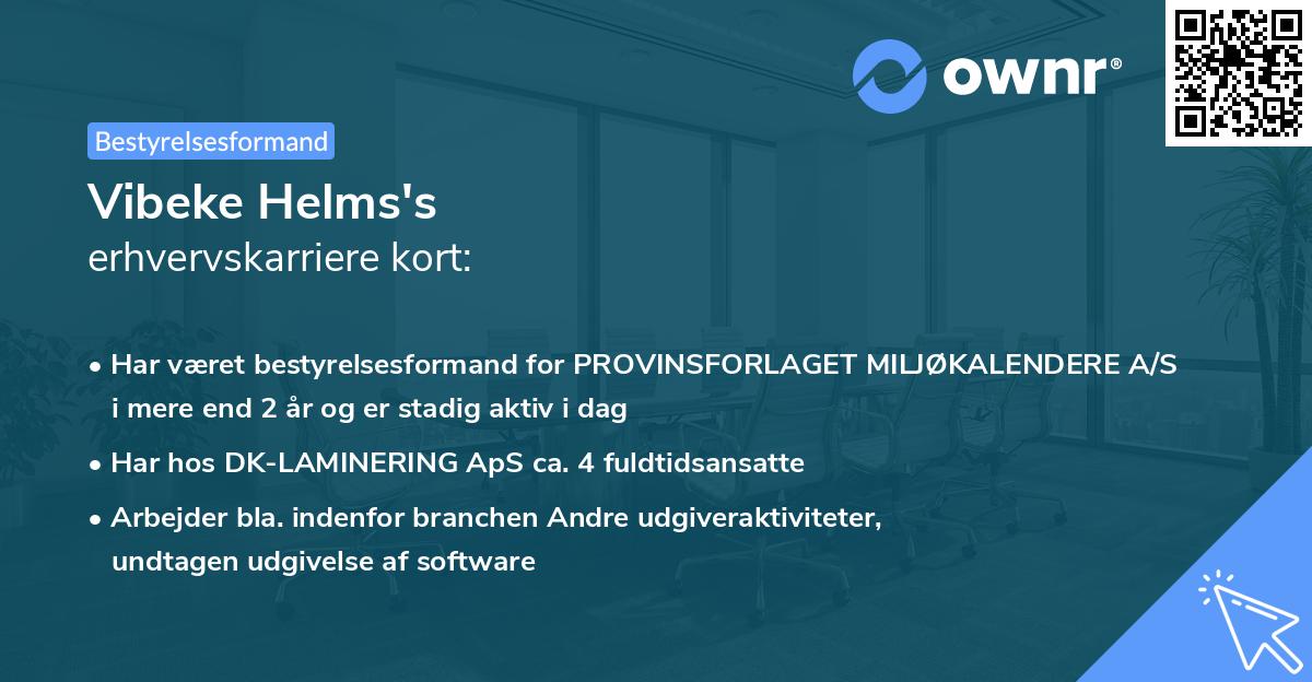 Vibeke Helms's erhvervskarriere kort