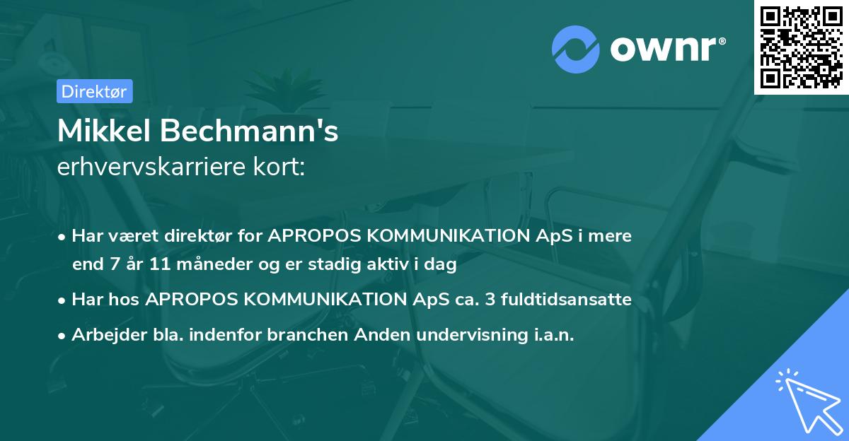 Mikkel Bechmann's erhvervskarriere kort