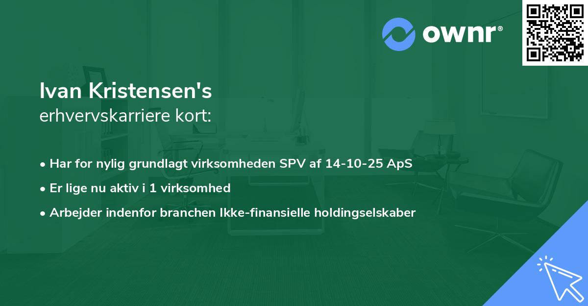 Ivan Kristensen's erhvervskarriere kort